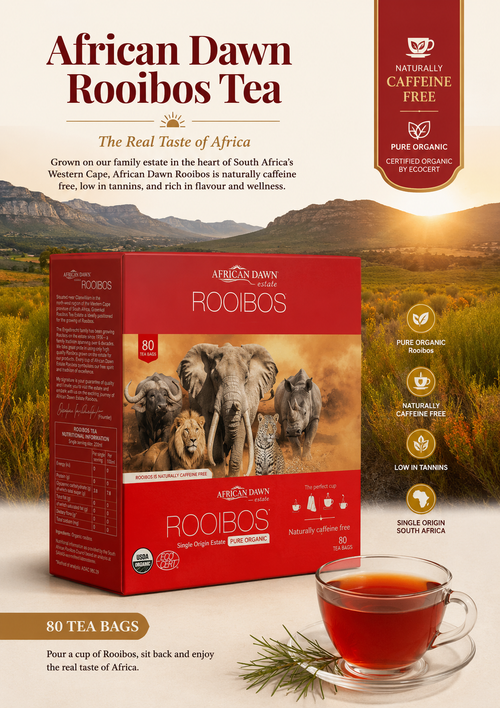 African Dawn Estate Premium Rooibos Tea Single Origin ，Naturally Caffeine free each box 40 Tea bags 100g (Copy)